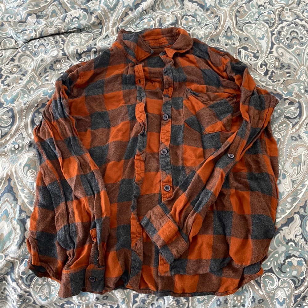 Orange and grey flannel, SUPER soft.